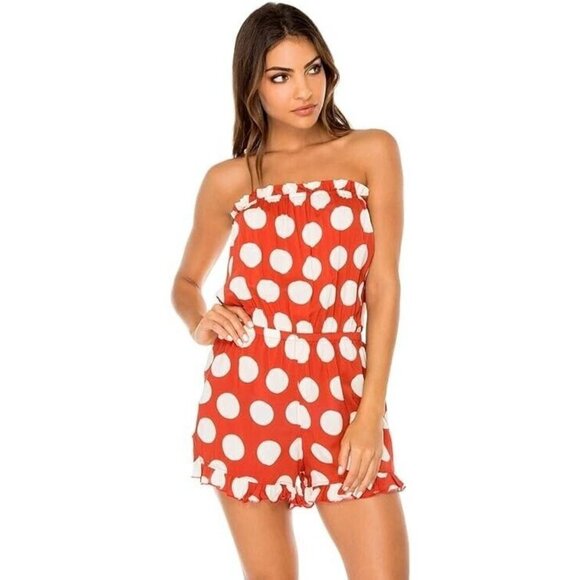 Luli Fama Women's Standard Macarena Strapless Ruffle Romper Size: M NWT - Picture 2 of 3